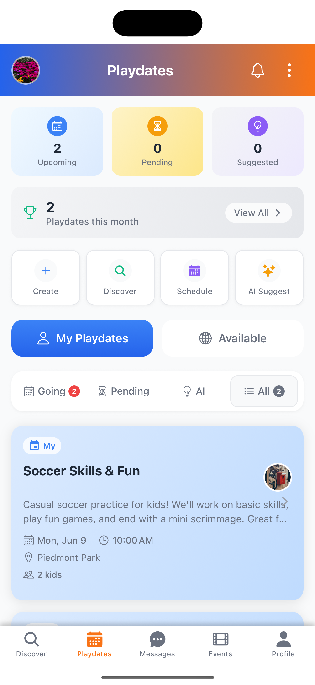 My Playdates Dashboard