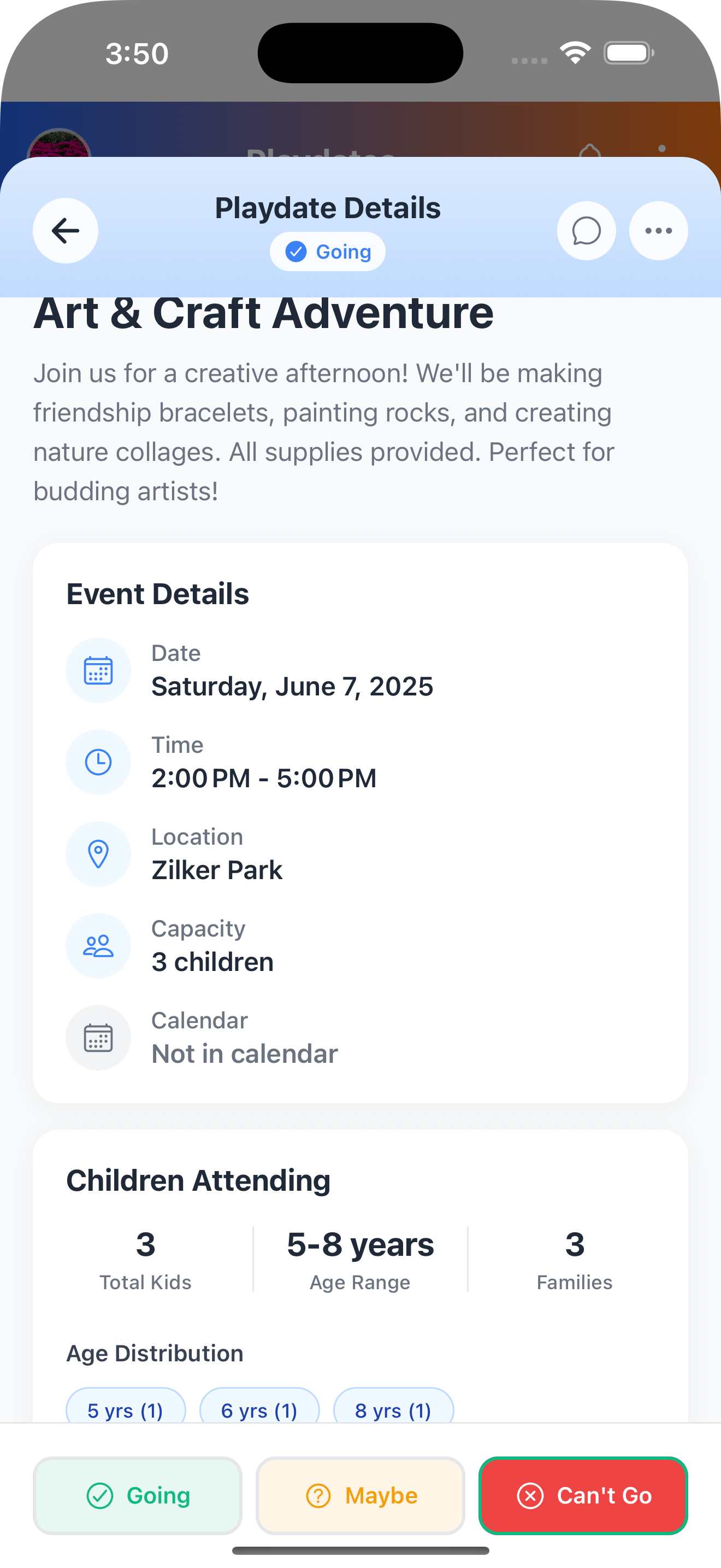 Playdate Details and RSVP